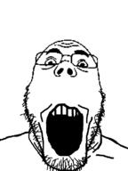 glasses merge open_mouth soyjak stubble variant:markiplier_soyjak variant:rangujak // 600x800 // 15.0KB