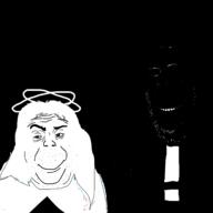 black closed_mouth dark hair halo series:jelliebellies stubble subvariant:hornyson symbol teeth vantablack variant:alicia variant:cobson white // 1280x1280 // 176.1KB