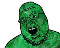 emerald gem gem_skin glasses green_skin green_teeth open_mouth soyjak stubble variant:shotjak // 417x339 // 152.1KB