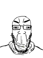 drool mustache raised_eyebrow retard smile smirk smug subvariant:chudplier subvariant:euromutt subvariant:eurosmug subvariant:megaretard variant:chudjak variant:markiplier_soyjak white_shirt white_skin // 590x800 // 17.7KB