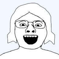 female glasses hair open_mouth soyjak teeth template transparent_background variant:heatherjak // 1280x1280 // 205.6KB
