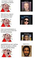 amerimutt angry balding brown_skin bug christianity clothes crying ear fat fly gene_simmons glasses grin hair jesus jon_stewart judaism nas:amerimutt natalie_portman open_mouth rabbi red_eyes smelling subvariant:chudjak_amerimutt text variant:chudjak // 799x1280 // 144.6KB