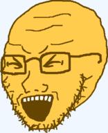 closed_eyes emoticon glasses joy laughing open_mouth series:soymoji soyjak stubble variant:soyak yellow yellow_skin // 531x655 // 25.8KB