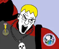 1_year_on_bald_men_with_glasses_website ack angry bald blond ear earth emblem eyebrows eyes gem glasses logo nate necklace nose open_mouth planet power_armor red_shirt rope soyjak soyjak_party sproke stubble teeth teeth_showing variant:bernd variant:dawnson variant:impish_soyak_ears variant:markiplier_soyjak video_game warhammer warhammer_40k white_background // 800x662 // 205.1KB