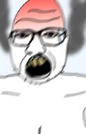 angry blur glasses looking_at_you open_mouth red_skin soyjak steam stubble transparent_background variant:unknown yellow_teeth // 720x1128 // 410.9KB