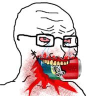 blood bloodshot_eyes can crying glasses gore no_jaw open_mouth soyjak sproke stubble variant:soyak yellow_teeth // 746x825 // 554.9KB