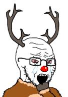 animal bloodshot_eyes christmas crying deer furry glasses hand horn open_mouth reindeer rudolph soyjak stubble subvariant:crying_soyak_ears2 variant:soyak // 800x1134 // 261.9KB