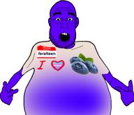 arm banned_user blue_skin blueberry_inflation clothes fat feralteen glasses inflation_fetish open_mouth purple_skin series:fruiterz! stubble tranny transheart variant:shirtjak // 1167x1007 // 419.3KB
