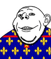 closed_mouth flag flag:artois grin holy_roman_empire looking_at_you smile soyjak stubble subvariant:gapealien variant:gapejak // 722x832 // 99.7KB