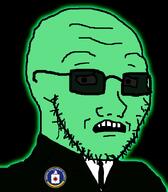 black_background central_intelligence_agency clothes glasses glowing glownigger green_skin stubble subvariant:soyak_(concerned) suit suit_and_tie sunglasses trend:glowie variant:soyak // 702x800 // 101.5KB