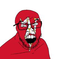 angry country flag glasses isle_of_man jacksepticeye looking_at_you mustache open_mouth soyjak stubble teeth triskelion variant:feraljak youtube // 1500x1500 // 52.6KB