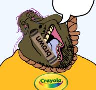 bloodshot_eyes brown brown_troonjak crayola crayon crying open_mouth rope series:coonfags soyjak suicide tongue variant:bernd // 768x719 // 190.4KB