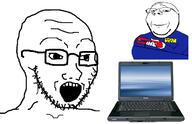 bald blue_shirt excited glasses happy laptop open_mouth stapler stubble subvariant:wholesome_soyjak toshiba_satelite_l305 variant:gapejak variant:soyak worker // 1238x800 // 244.4KB