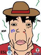 award clean_shaven clothes discord discord_logo_facial_mark esl facial_mark hat map_(pedophile) monkey_d_luffy no_stubble one_piece pedophile scar series:esl_pedo_league shaved stink_lines subvariant:chudplier variant:chudjak variant:markiplier_soyjak yellow_sclera // 600x800 // 53.4KB