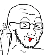 1soyjaks closed_eyes fingernail glasses hand hand_up mocking nose soyjak stubble tongue_out variant:soyak white_background white_skin // 500x621 // 77.6KB