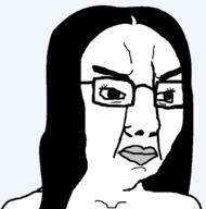 angry female femjak glasses hair lips long_hair soyjak subvariant:female_chudjak translucent_background variant:chudjak // 1014x1024 // 66.6KB