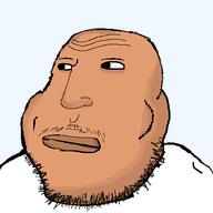 bald black_eyes brown_skin closed_mouth eyebrows fat looking_to_the_right meta:Not_OC meta:template mustache stubble subvariant:fatfinne subvariant:finnishmutt template variant:meximutt white_shirt wrinkles // 459x459 // 10.9KB
