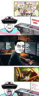 2soyjaks anime bee closed_mouth computer flag glasses hacker hair mantis open_mouth purple_hair smile smug soyjak stubble text tongue tranny variant:bernd variant:chudjak variant:gapejak virtual_reality yellow_teeth // 592x1432 // 143.5KB