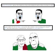 angry arm clothes country flag glasses grin hand history hugging italy libya no_more_brother_wars open_mouth pointing smile teeth variant:chudjak variant:cobson variant:feraljak wikipedia // 1065x1027 // 129.3KB