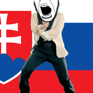 animated country dance flag full_body gangnam_style glasses irl open_mouth push_pin slovakia soyjak sticky stubble variant:cobson // 300x460 // 369.4KB