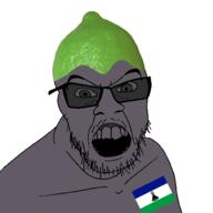 doppelganger grey_skin grey_teeth lesotho lesotho_flag lime lime_(user) open_mouth stubble tinted_glasses variant:feraljak // 1500x1500 // 327.7KB