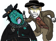 backstabbing belt blood_west bones cloak cow cowboy_hat duster ghost gunslinger hair killing knife murder ominous phantom poncho skull stab subvariant:pol_face undead variant:bernd variant:chudjak vest video_game wraith // 880x650 // 274.4KB