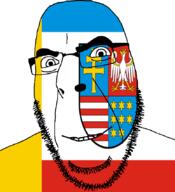 animal bird christianity country eagle flag flag:świętokrzyskie full_head glasses hair looking_at_you open_mouth poland smile soyjak star_(symbol) stubble teeth text variant:cobson voivodeship świętokrzyskie // 775x849 // 90.7KB