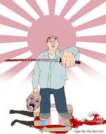 aryan bald blood bloodshot_eyes full_body galsess glasses japanese_flag katana nazism sword tranny transgender_flag troon variant:unknown waves // 1005x1280 // 95.2KB