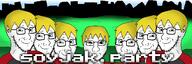 artist:crimsonvoidhydra1488 award background banner beard building crossed_arms glasses grass hair multiple_soyjaks nate red_shirt smug soyjak soyjak_party text that_one_fucking_picture_of_nate_being_a_smug_little_bastard variant:soyak yellow_hair // 1500x500 // 219.6KB