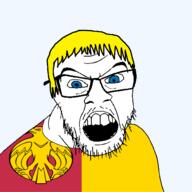 animal bird blue_eyes clothes country flag flag:kirovohrad_oblast glasses hair kirovohrad_oblast mustache oblast open_mouth soyjak stubble teeth transparent transparent_background ukraine variant:feraljak yellow_hair // 1500x1500 // 188.6KB