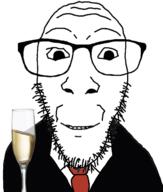 closed_mouth clothes glasses smile soyjak stubble suit variant:dylanjak wine wine_glass // 552x650 // 97.6KB