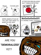 alarm angry bbc blacked bloodshot_eyes clothes comic crying cuck demoralization distorted glasses hat helmet its_da_jooz laughing meta:pornographic_content military multiple_soyjaks nazism negro nigger nsfw open_mouth pol_(4chan) rage_comic shaking sony_sketch soyjak stretched_mouth stubble subvariant:soyak_front swastika text trollface variant:cryboy_soyjak variant:soyak wojak // 720x960 // 306.6KB