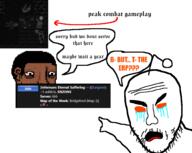 antenna crying hotline_miami infernum meme mustache orange_eyes reddit reddit_moment redraw soyjak space_station_13 stubble text variant:two_pointing_soyjaks video_game // 942x753 // 74.2KB