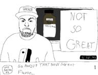 angry baseball_cap bottle bug closed_mouth clothes hat nintendo nintendo_switch plastic_bottle soy soyjak soylent soylent_(mixed_bug) soylent_bottle stubble text variant:soyreviews85 video_game youtube // 1415x1080 // 19.7KB