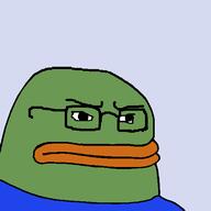 angry animal blue_shirt closed_mouth clothes frog frown glasses green_skin lips meta:nas no_nose pepe // 528x528 // 10.1KB