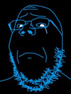 B_B_GHAST_(namefag) bald black_background black_sclera black_skin blue_eyes closed_mouth crying de_master_of_stuff frown glasses looking_at_you self_insert soyjak stubble the_master_of_stuff the_master_stuff variant:gapejak white_pupils // 600x800 // 44.4KB