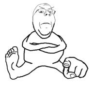 angry animated closed_mouth crossed_arms foot full_body glasses pointing pointing_at_viewer sitting soyjak stubble subvariant:wholesome_soyjak variant:gapejak // 740x680 // 130.5KB