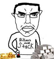 angry arm button closed_mouth ear gold hair hand millions_must_die silver soyjak subvariant:pol_face text variant:chudjak // 615x680 // 201.1KB