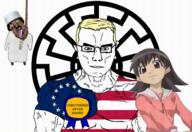 ack americaryan animated anime anime_female arab aryan award azumanga_daioh blond blue_eyes brown_skin buff chad clothes country deformed flag flag:united_states_(1792) glasses hanging islam rope smirk sonnenrad subvariant:brunetto subvariant:chudjak_front takino_tomo tongue unbothered united_states variant:bernd variant:chudjak white_background white_skin // 654x448 // 477.8KB