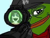 anti_soytan beanie blue_eyes female frog imminent_death long_hair pepe sniper soyjak total_sloptran_death totenkopf variant:soytan // 980x742 // 581.2KB