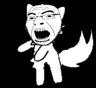 animal animated background beard black_background boykisser boykissersilly_cat cat closed_mouth dance excited eyebrows eyes full_head fur furry glasses head looking_to_the_left looking_to_the_right open_mouth rotating smile soyjak stubble tail variant:cobson // 500x456 // 148.3KB