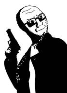 arm clothes firearm glasses gun hand holding_gun holding_object holding_pistol max_payne pistol soyjak stubble variant:soyak video_game weapon // 625x861 // 69.2KB