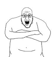 beard belly_button blart crossed_arms glasses open_mouth soyjak template variant:blartjak // 876x921 // 20.2KB