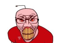 angry animated antenna arm bloodshot_eyes clothes glasses red_eyes reddit redditard soyjak stubble tshirt variant:el_perro_rabioso yellow_teeth // 801x580 // 409.0KB