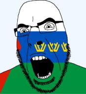 flag flag:tyumen_oblast full_head glasses hair looking_to_the_right oblast open_mouth russia soyjak stubble teeth text transparent transparent_background tyumen_oblast variant:cobson // 721x789 // 30.7KB