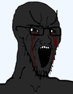 beard black_skin blood blood_from_eyes crying glasses meta:tagme nigger soyjak transparent transparent_background variant:soyak // 785x1000 // 40.5KB