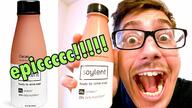 bottle glasses hair holding_bottle holding_object holding_soylent irl mustache open_mouth plastic_bottle punk_revolution_now soy soyboy soylent soylent_(cacao) soylent_bottle text variant:punkjak // 1280x720 // 132.3KB