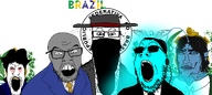 bandana bloodshot_eyes clothes dunchenman_(user) eyebags flag:brazil gill_koyim_(namefag) glasses glowing hat joariano_(user) meta:namefags moistpepper_(user) mossad mucus multiple_soyjaks nophono_(nametroon) nose open_mouth stubble subvariant:longplier subvariant:perceptive_chud suit teeth text variant:chudjak variant:feraljak variant:gapejak variant:markiplier_soyjak yellow_teeth // 4840x2160 // 1.5MB