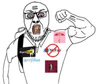 arm bloodshot_eyes clothes coomer fans fist full_body glasses hand holding_object irl leg lock only pornhub sex soyjak stubble text variant:feraljak_front you_were_one_i_ker // 1704x1500 // 297.4KB