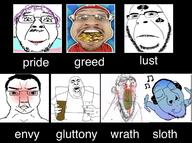 angry bald balding bbc beverage blood bloodshot_eyes blue_skin blush calm closed_eyes closed_mouth clothes coin counter distorted drink dyed_hair fgteev flushed glass glasses hair headphones irl irl_soy looking_at_you multiple_soyjaks musical_note nosebleed open_mouth pink_hair queen_of_spades seven_deadly_sins smile soyboy soyjak spade stretched_chin stretched_mouth stubble subvariant:chudjak_front subvariant:feralrage subvariant:hornyson tattoo teeth text tranny variant:bernd variant:chudjak variant:chugsjak variant:cobson variant:coinjak variant:feraljak variant:fisheyejak yellow_teeth // 1170x873 // 241.7KB